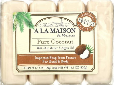 A La Maison de Provence, Pure Coconut Bar Soap Value Pack, 4 Bars Fashion