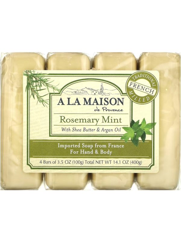 A La Maison de Provence, Rosemary Mint Bar Soap Value Pack, 4 Bars Fashion