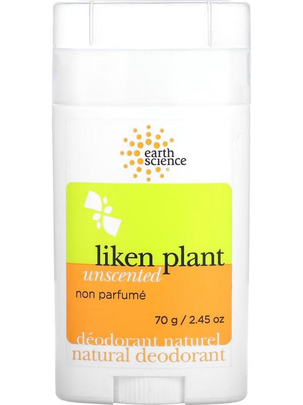 Earth Science, Liken Plant Unscented Natural Deodorant, 2.45 oz Online now