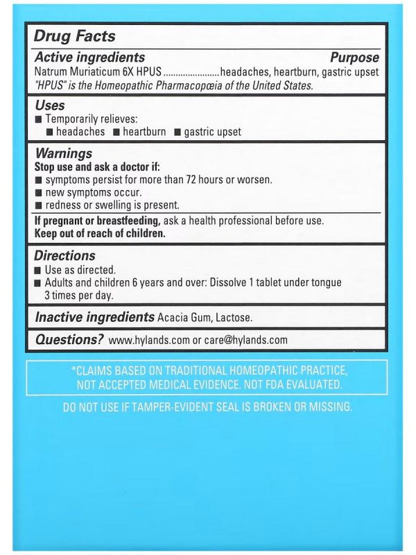 Hyland s, Cell Salt #9 Nat Mur 6x, 100 Quick-Dissolving Single Tablet Doses Supply