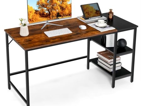 1.4m Computer Table Desk Book Storage Student Study Home Office Workstation Vintage Oak Finish Online Sale