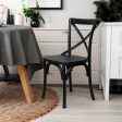 Rustica 4pc Set Dining Chair X-Back Solid Timber Wood Seat Black Discount