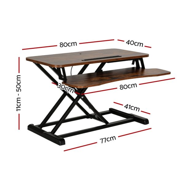 Artiss Standing Desk Riser Height Adjustable Rustic Brown 80CM Online Sale