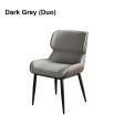 Dark Grey Italian Minimal List Dining Chairs PU Retro Chair Cafe Kitchen Modern Metal Legs x2 Supply