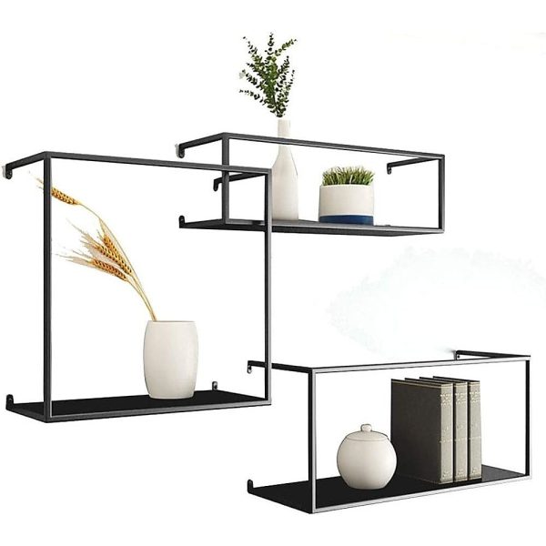 Floating Shelves Retro Industrial Ledge Black Metal Display Stand Online