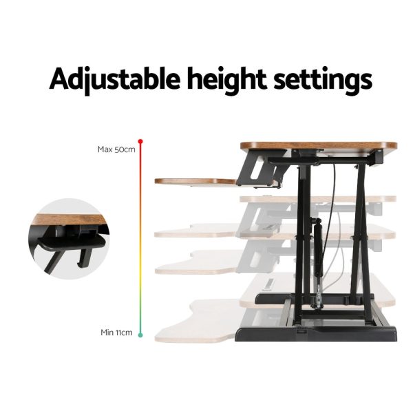 Artiss Standing Desk Riser Height Adjustable Rustic Brown 80CM Online Sale