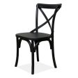 Rustica 4pc Set Dining Chair X-Back Solid Timber Wood Seat Black Discount