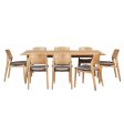 Emilio 9pc 210cm Dining Table Set Fabric Chair Solid Ash Wood Oak Fashion