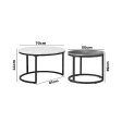 Set of 2 Coffee Table Round Marble Nesting Side End Table Furniture For Discount