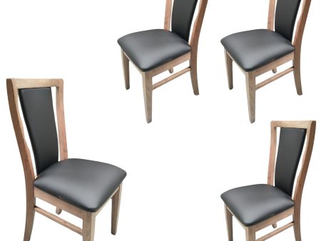 Fairmont 4pc Set Dining Chair PU Leather Seat Padded Back Solid Oak Timber Wood Online Hot Sale