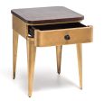 Modern Bedside Table with Storage Drawer in Brass Finish and Wood Top Sale