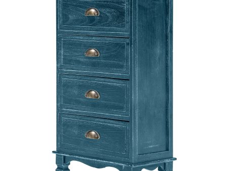 Bedside Table 4 Drawer Vintage Side Table Storage Cabinet Bedroom ADELINE BLUE Discount