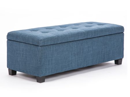 Blue Storage Ottoman Stool Fabric | La Bella 102cm Online