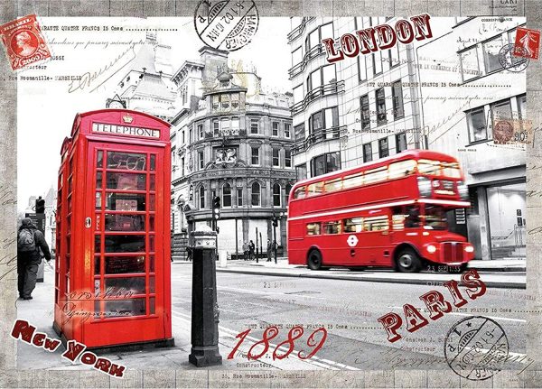 1000-Piece Jigsaw Puzzle for Adults - London Impression Red Bus Telephone Booth Theme For Discount