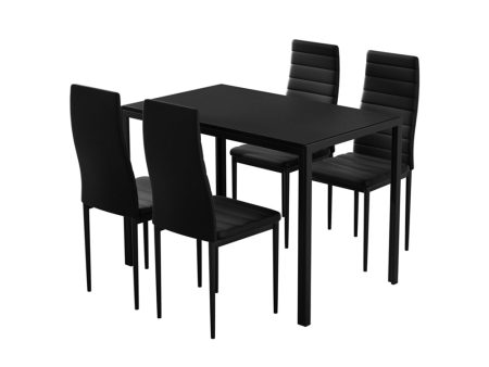 Dining Set | 4 Chairs | Wooden Top | Black Fashion