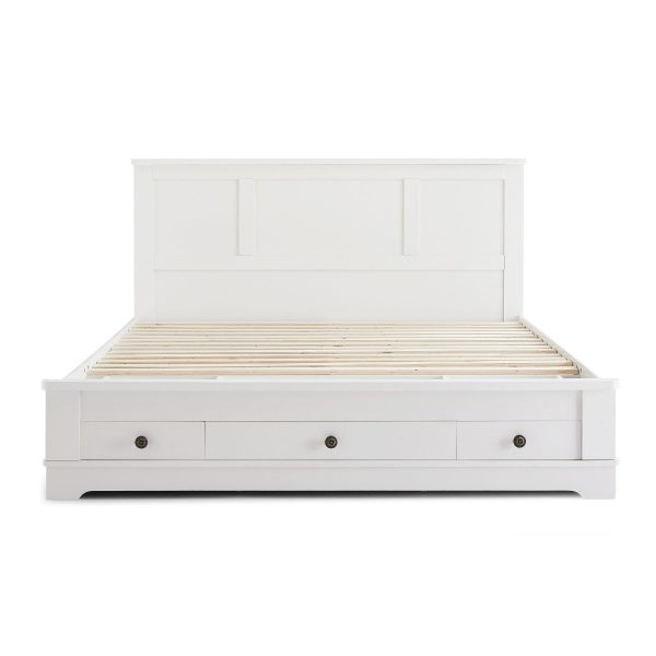 Margaux Coastal Lifestyle Bedframe with Storage Drawers (King, White) Online now