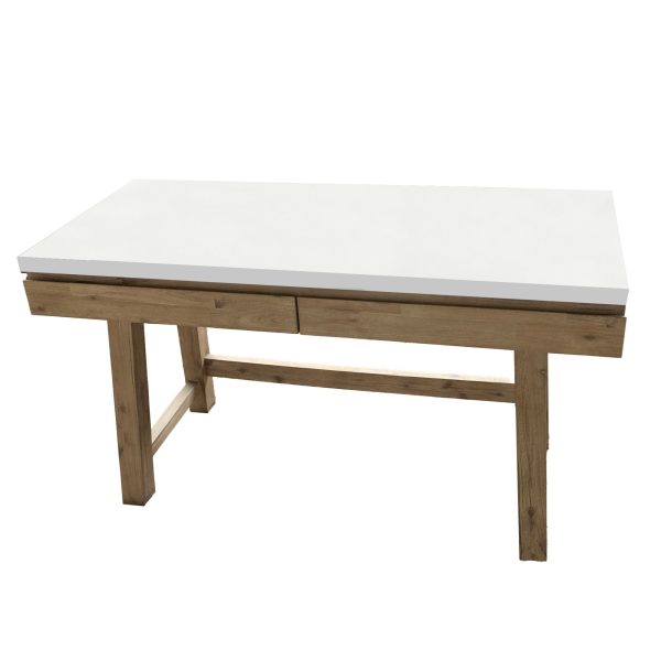 Stony 140cm Computer Writing Desk with Concrete Top - White Fashion