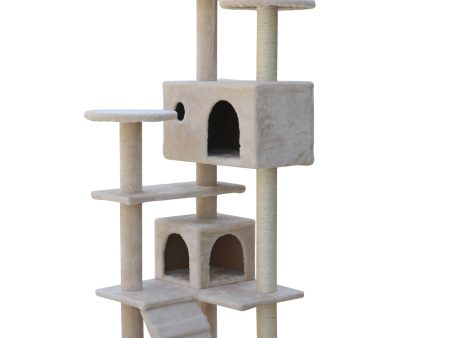 130cm Beige Cat Scratching Post Tree - Beige | Tall and Sturdy Cat Scratcher Online now