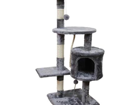 110cm Furtastic Cat Tree Scratching Post - Silver Grey | Modern Cat Playground Supply