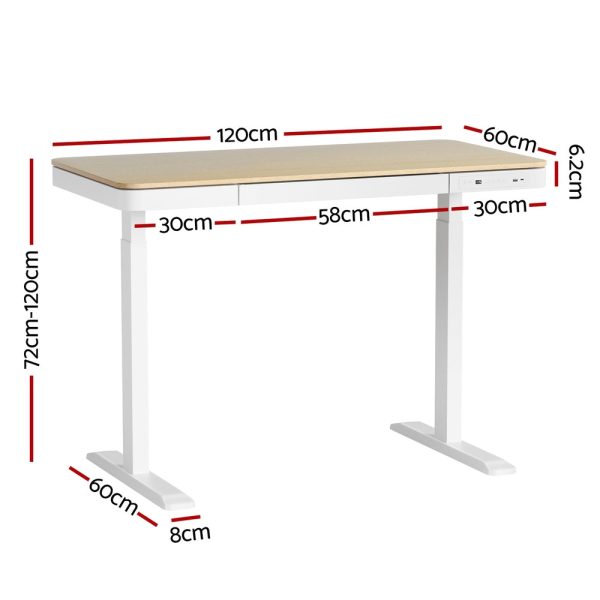 Artiss Standing Desk Motorised Electric Dual Motor Draw 120CM Oak Online