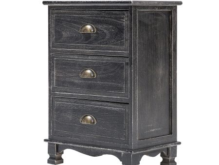 Bedside Table 3 Drawer Vintage Side Table Storage Cabinet Bedroom CLARA BLACK For Sale