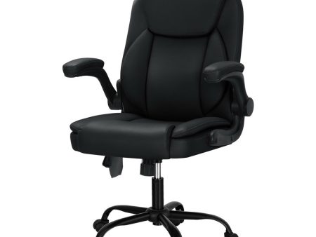 Artiss 2 Point Massage Office Chair Leather Mid Back Black Online now