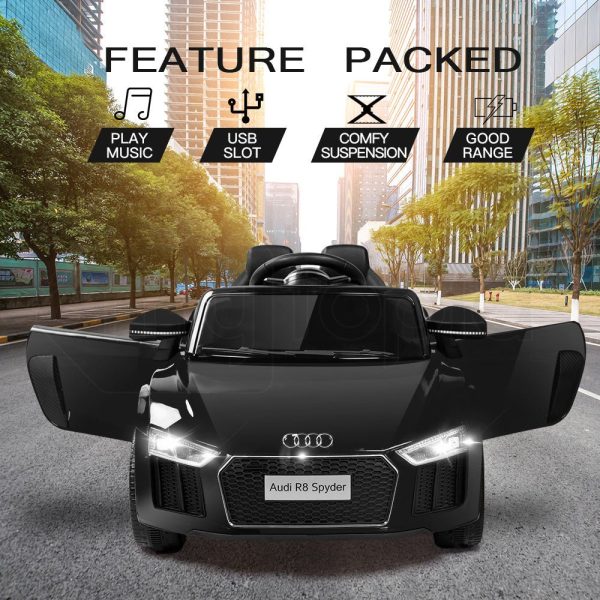 Audi R8 Kids Electric Ride-On Car | Remote Control | Black | 12V Fashion