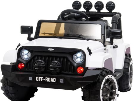 Jeep Inspired Ride-On Car for Children | Electric Toy | 4WD | White Color | 12V | ROVO KIDS Brand on Sale