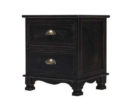 Bedside Table 2 Drawer Vintage Side Table Storage Cabinet Bedroom LYDIA BLACK For Cheap