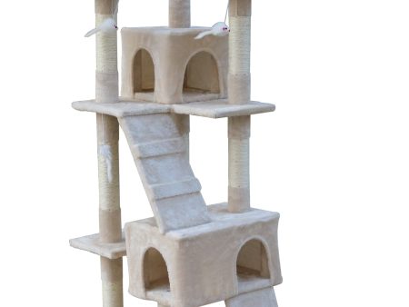 170cm Cat Scratching Post Tree House Tower with Ladder - Beige For Discount