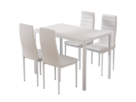 Dining Set | 4 Chairs | Wooden Top | White on Sale