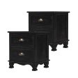 2X Bedside Table 2 Drawer Vintage Side Table Storage Cabinet Bedroom LYDIA BLACK Sale