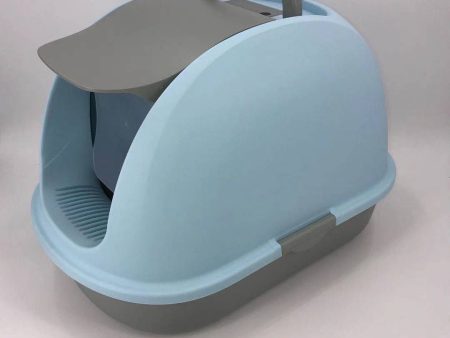 XL Portable Hooded Cat Toilet Litter Box Tray House | Blue | Charcoal Filter | Scoop Online Hot Sale