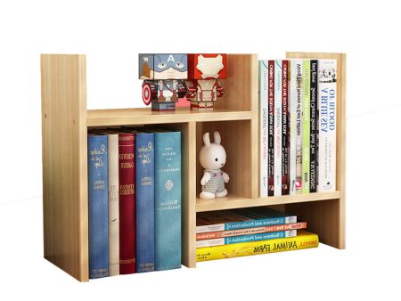 Resize-able Thick Wood Desktop Bookshelf Display Rack Unit(Light Walnut) Online Sale