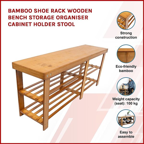 Bamboo Shoe Rack Wooden Bench Storage Organiser Cabinet Holder Stool Online