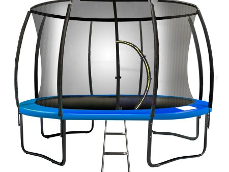 10ft Round Trampoline with Free Ladder, Spring Mat, Safety Pad Cover, and Enclosure - Blue on Sale