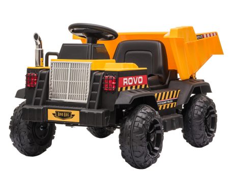 Electric Ride On Toy Dump Truck with Bluetooth Music | Yellow Color | ROVO KIDS Brand For Discount