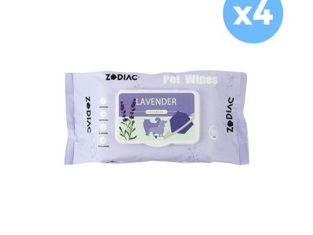 ZODIAC Lavender Pet Wipes | 100 Pcs Bag x 4 | Calming Scent Supply