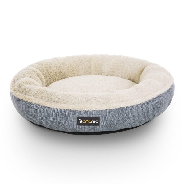 FEANDREA 55cm Round Dog Sofa Bed | Fabric Grey | Shape on Sale