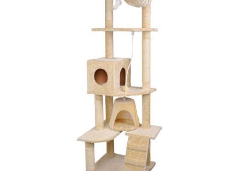 193cm Cat Scratching Tower with Sisal Pole and Condo - Beige on Sale