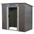 4ft x 8ft Garden Shed with Base | Flat Roof | Outdoor Storage | Grey Online Hot Sale