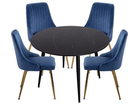 Blue Velvet Bistro Dining Set Supply