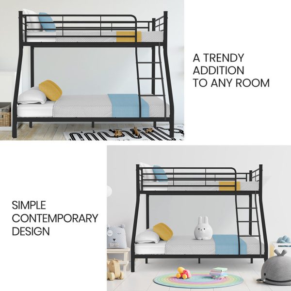 Kingston Slumber Metal Single over Double Bunk Bed Frame (Dark Matte Grey) Supply