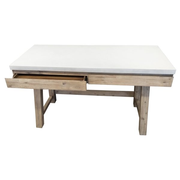 Stony 140cm Computer Writing Desk with Concrete Top - White Fashion