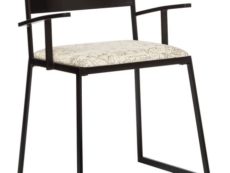 Black Metal Dining Chairs with Upholstered Seat - Set of 2 Online