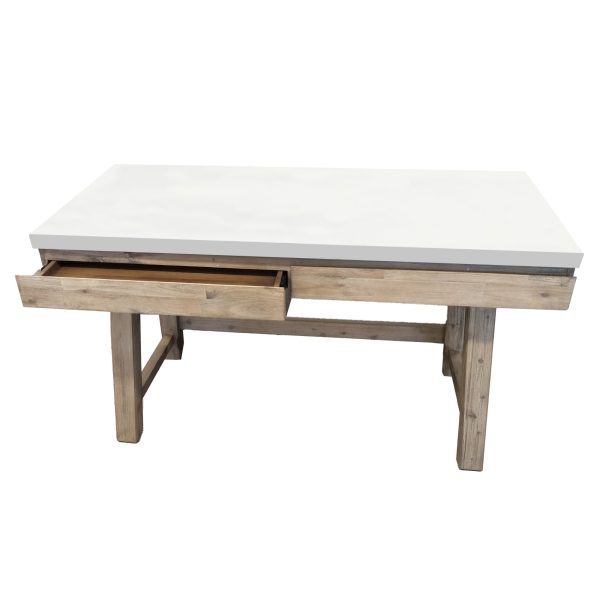 Stony 140cm Computer Writing Desk with Concrete Top - White Fashion