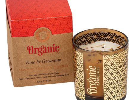 Organic Goodness Rose + Geranium Smudge Candle | 50hr Burn Time For Cheap