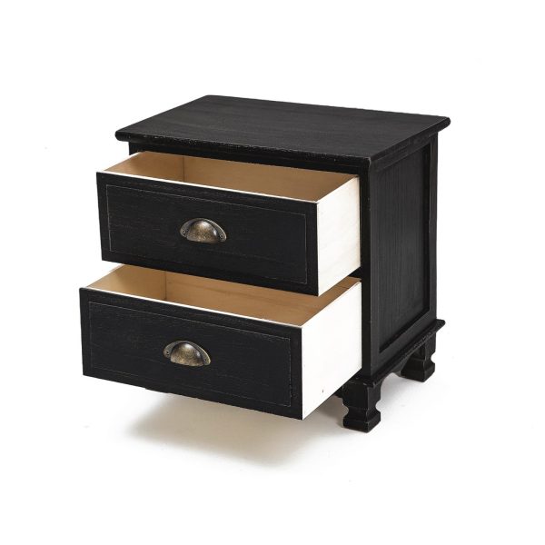 2X Bedside Table 2 Drawer Vintage Side Table Storage Cabinet Bedroom LYDIA BLACK Sale