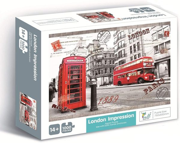 1000-Piece Jigsaw Puzzle for Adults - London Impression Red Bus Telephone Booth Theme For Discount