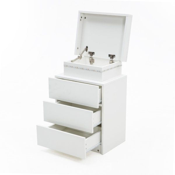 2X Bedside Table 3 Drawers RGB LED Bedroom Cabinet Nightstand Gloss GLORY WHITE Discount